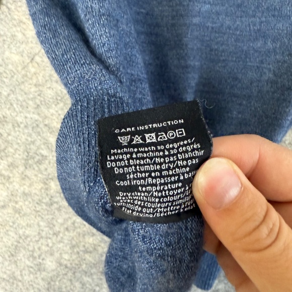 Bruun & Stengade Blue V-Neck Knit Pullover Wool Blend Sweater Men’s Size L - Picture 7 of 10